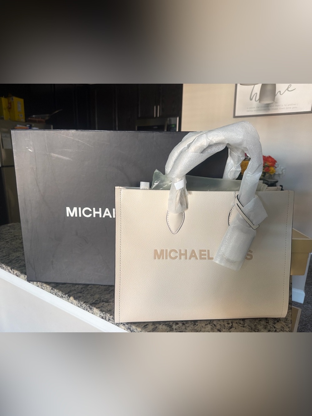 Michael Kors Cream Leather Logo Tote